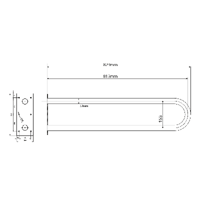 Bemeta Help Pagalbinė rankena U formos 813 mm nerūdijančio plieno