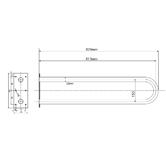 Bemeta Help Pagalbinė rankena U formos 813 mm nerūdijančio plieno