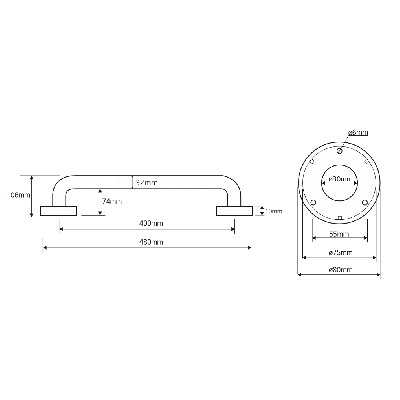 Bemeta Help Pagalbinė rankena 400 mm nerūdijančio plieno