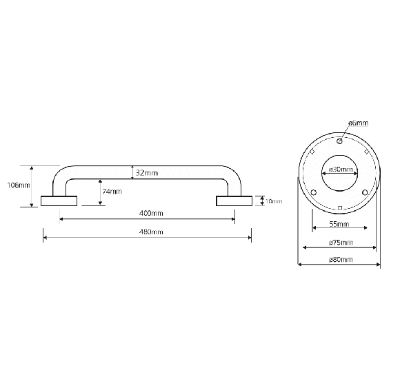 Bemeta Help Pagalbinė rankena 400 mm nerūdijančio plieno