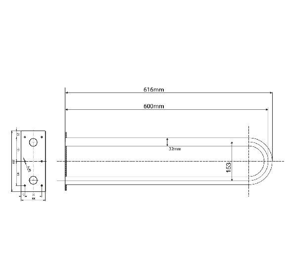 Bemeta Help Pagalbinė rankena U formos 600 mm (baltos spalvos)