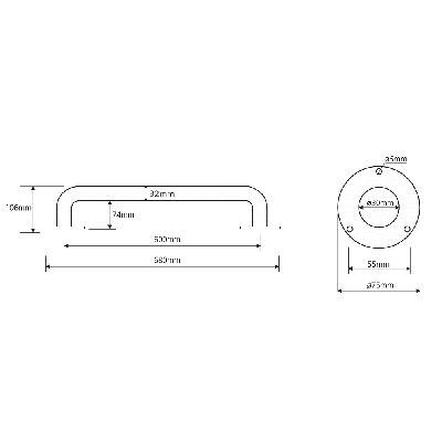Bemeta Help Pagalbinė rankena 600 mm (baltos spalvos)