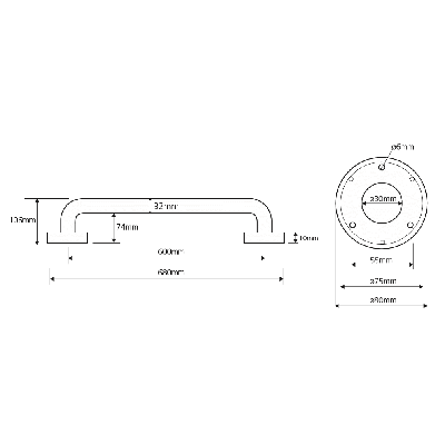 Bemeta Help Pagalbinė rankena 600 mm nerūdijančio plieno