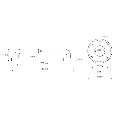 Bemeta Help Pagalbinė rankena 700 mm nerūdijančio plieno