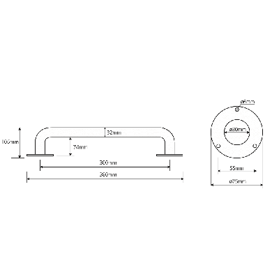 Bemeta Help Pagalbinė rankena 300 mm (baltos spalvos)