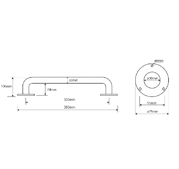 Bemeta Help Pagalbinė rankena 300 mm (baltos spalvos)