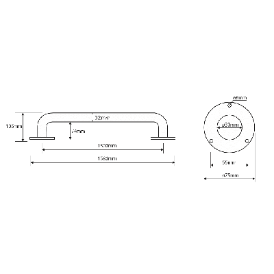 Bemeta Help Pagalbinė rankena 1500 mm (baltos spalvos)
