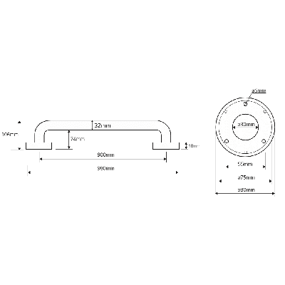 Bemeta Help Pagalbinė rankena 900 mm nerūdijančio plieno