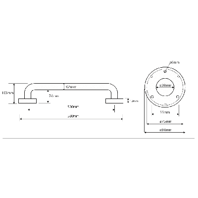 Bemeta Help Pagalbinė rankena 500 mm nerūdijančio plieno