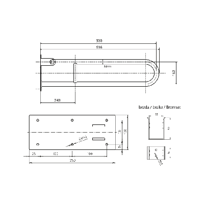 Bemeta Help Pagalbinė rankena U formos 600 mm nerūdijančio plieno (atlenkiama)
