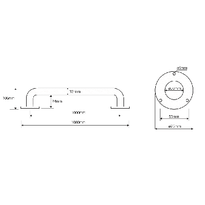 Bemeta Help Pagalbinė rankena 1100 mm (baltos spalvos)
