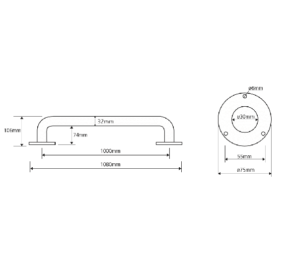 Bemeta Help Pagalbinė rankena 1100 mm (baltos spalvos)