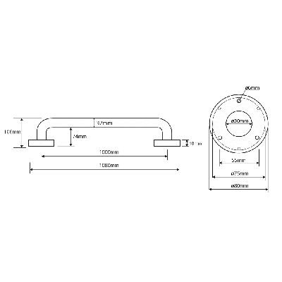 Bemeta Help Pagalbinė rankena 1000 mm nerūdijančio plieno