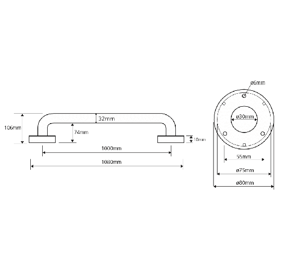 Bemeta Help Pagalbinė rankena 1000 mm nerūdijančio plieno