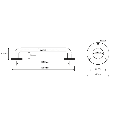 Bemeta Help Pagalbinė rankena 1000 mm (baltos spalvos)