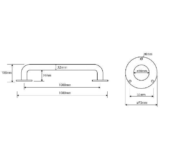 Bemeta Help Pagalbinė rankena 1000 mm (baltos spalvos)