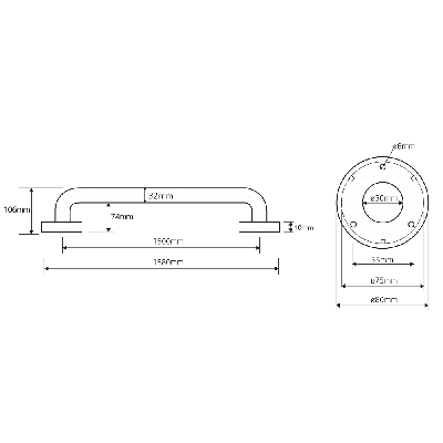 Bemeta Help Pagalbinė rankena 1500 mm nerūdijančio plieno