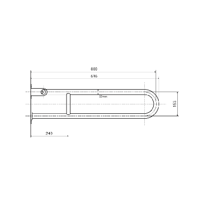 Bemeta Help Pagalbinė rankena U formos 600 mm baltos spalvos (atlenkiama)