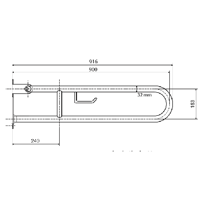 Bemeta Help Pagalbinė rankena U formos 916 mm nerūdijančio plieno (atlenkiama)