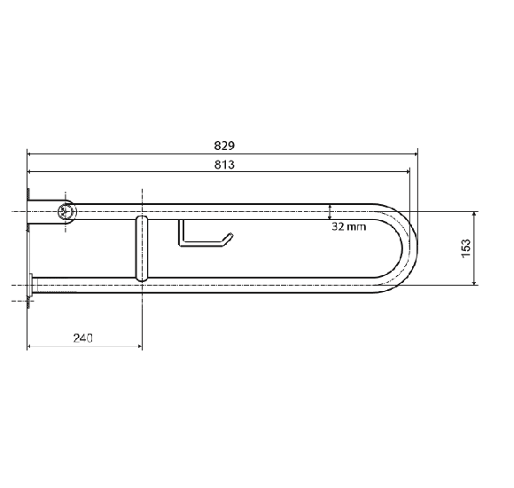 Bemeta Help Pagalbinė rankena U formos 829 mm nerūdijančio plieno (atlenkiama)