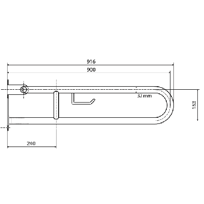 Bemeta Help Pagalbinė rankena U formos 916 mm baltos spalvos (atlenkiama)