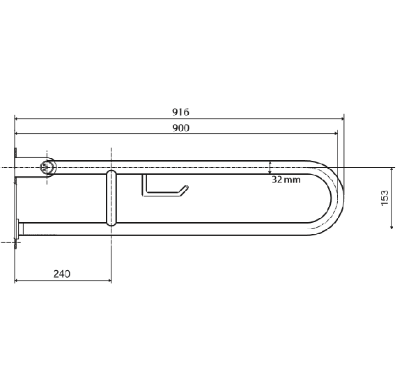 Bemeta Help Pagalbinė rankena U formos 916 mm baltos spalvos (atlenkiama)