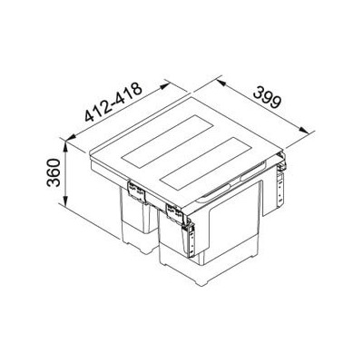 Franke šiukšlių rūšiavimo sistema Sorter Garbo 45-2 kibirėlių