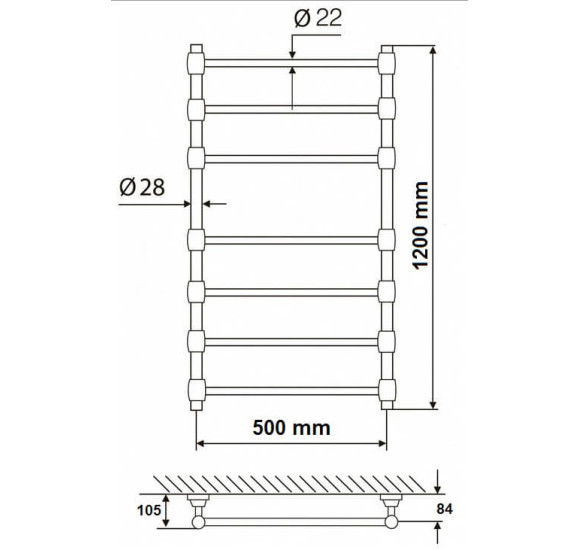 Žalvarinis rankšluosčių džiovintuvas Elonika EŽR 750 K-Pa