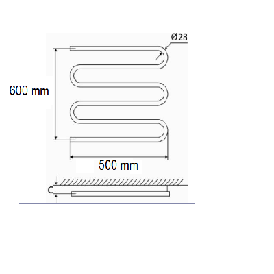 Elonika nerūdijančio plieno rankšluosčių džiovintuvas EN 600 SD, juodos spalvos 600 x 500