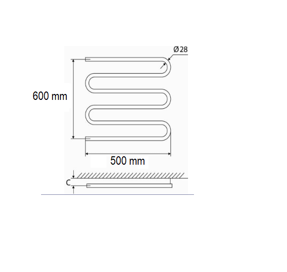 Elonika nerūdijančio plieno rankšluosčių džiovintuvas EN 600 SD, juodos spalvos 600 x 500