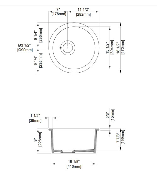 IŠPARDAVIMAS. Bocchi Sotto keramikinė virtuvinė plautuvė 50cm, montuojama iš apačios, pilka