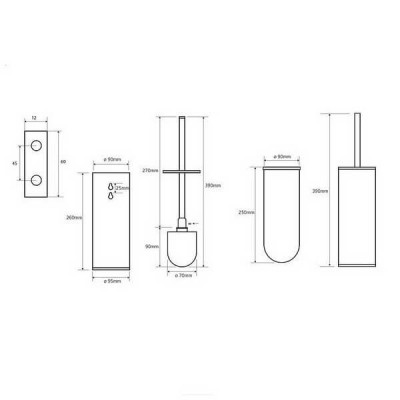 Bemeta Omega pastatomas/pakabinamas WC šepečio laikiklis su šepečiu 95x380x105 mm, blizgus chromas