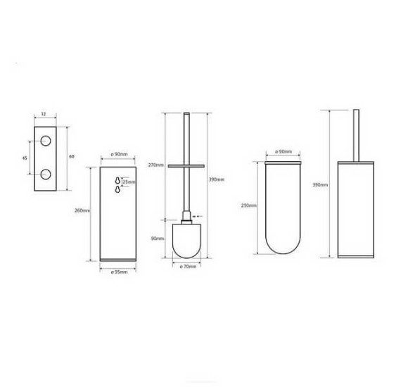 Bemeta Omega pastatomas/pakabinamas WC šepečio laikiklis su šepečiu 95x380x105 mm, blizgus chromas
