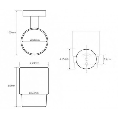 Bemeta Omega stiklinė su laikikliu (blizgus chromas)