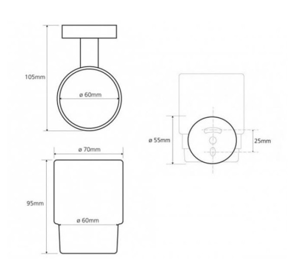 Bemeta Omega stiklinė su laikikliu (blizgus chromas)