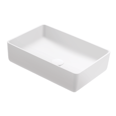 Balteco NEO Q Xonyx akmens masės pastatomas praustuvas, 50x35x13cm, baltos matinės spalvos, dugno vožtuvas komplekte