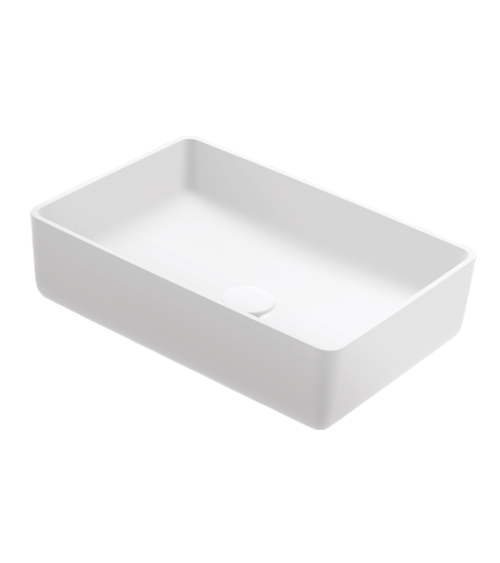 Balteco NEO Q Xonyx akmens masės pastatomas praustuvas, 50x35x13cm, baltos matinės spalvos, dugno vožtuvas komplekte