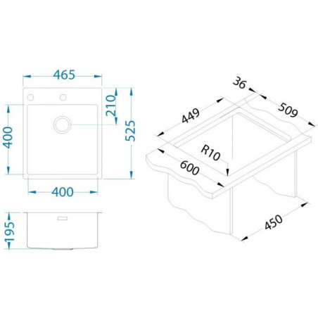 ALVEUS Pure 20 nerūdijančio plieno plautuvė