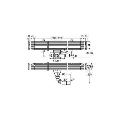 Viega Advantix Vario sieninis pjaustomas dušo latakas, 300-1200 mm