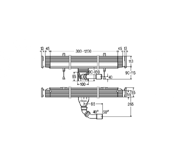 Viega Advantix Vario sieninis pjaustomas dušo latakas, 300-1200 mm