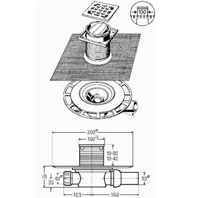 Viega (sauso veikimo) trapas dn 50 su hidroizoliaciniu audiniu