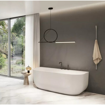 Balteco Marin Wall XONYX akmens masės vonia, prie sienos montuojama, 170 cm, baltos matinės spalvos