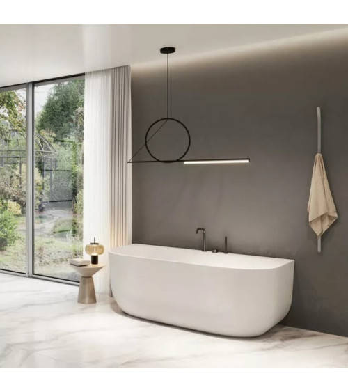 Balteco Marin Wall XONYX akmens masės vonia, prie sienos montuojama, 170 cm, baltos matinės spalvos