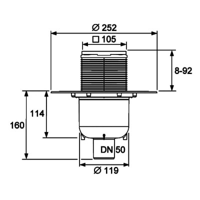 Dušo trapas TECE S 130 (komplektas), vertikalus