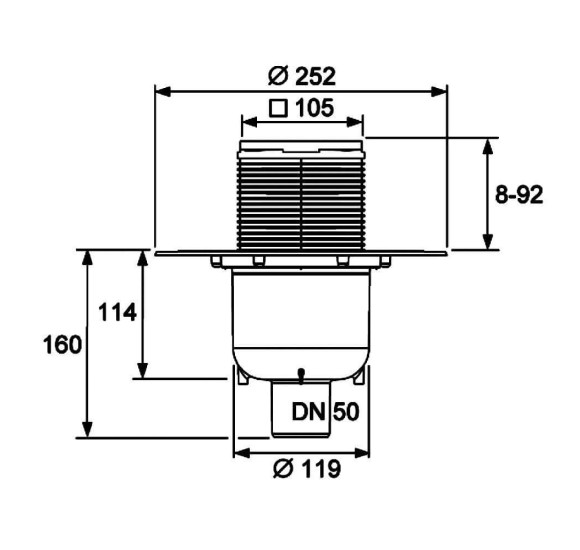 Dušo trapas TECE S 130 (komplektas), vertikalus