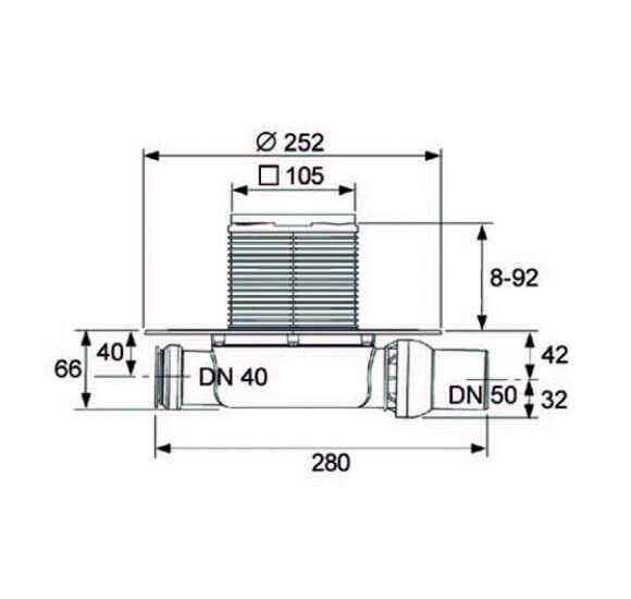 Dušo trapas (Sausas) TECE S110 (komplektas)