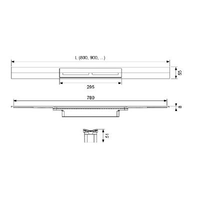 TECEdrainprofile dušo latako grotelės 80,90,100,120cm