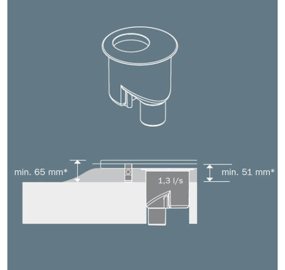 TECEdrainline dušo latako sifonas, DN50 vertikalus