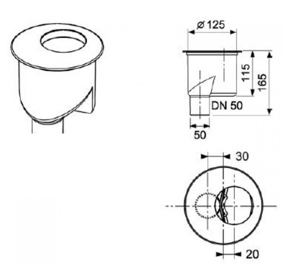 TECEdrainline dušo latako sifonas, DN50 vertikalus