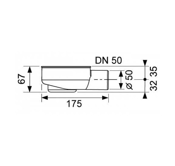 TECEdrainline dušo latako sifonas, DN50 horizontalus (žemas)